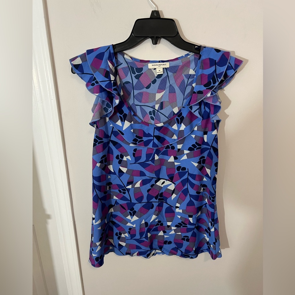Banana Republic Factory Abstract Blue and Purple Women's Top